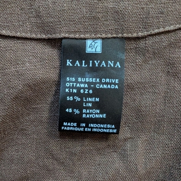 Kaliyana Jacket Womens L Lagenlook Mature Chocolate Brown Linen Assymmetric - Picture 10 of 13